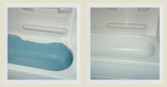 Side-by-side close-up of a white plastic tray, one side filled with blue liquid and the other empty.