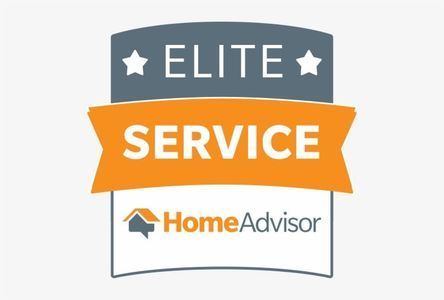 HomeAdvisor Elite Service badge: gray, orange, and white logo.
