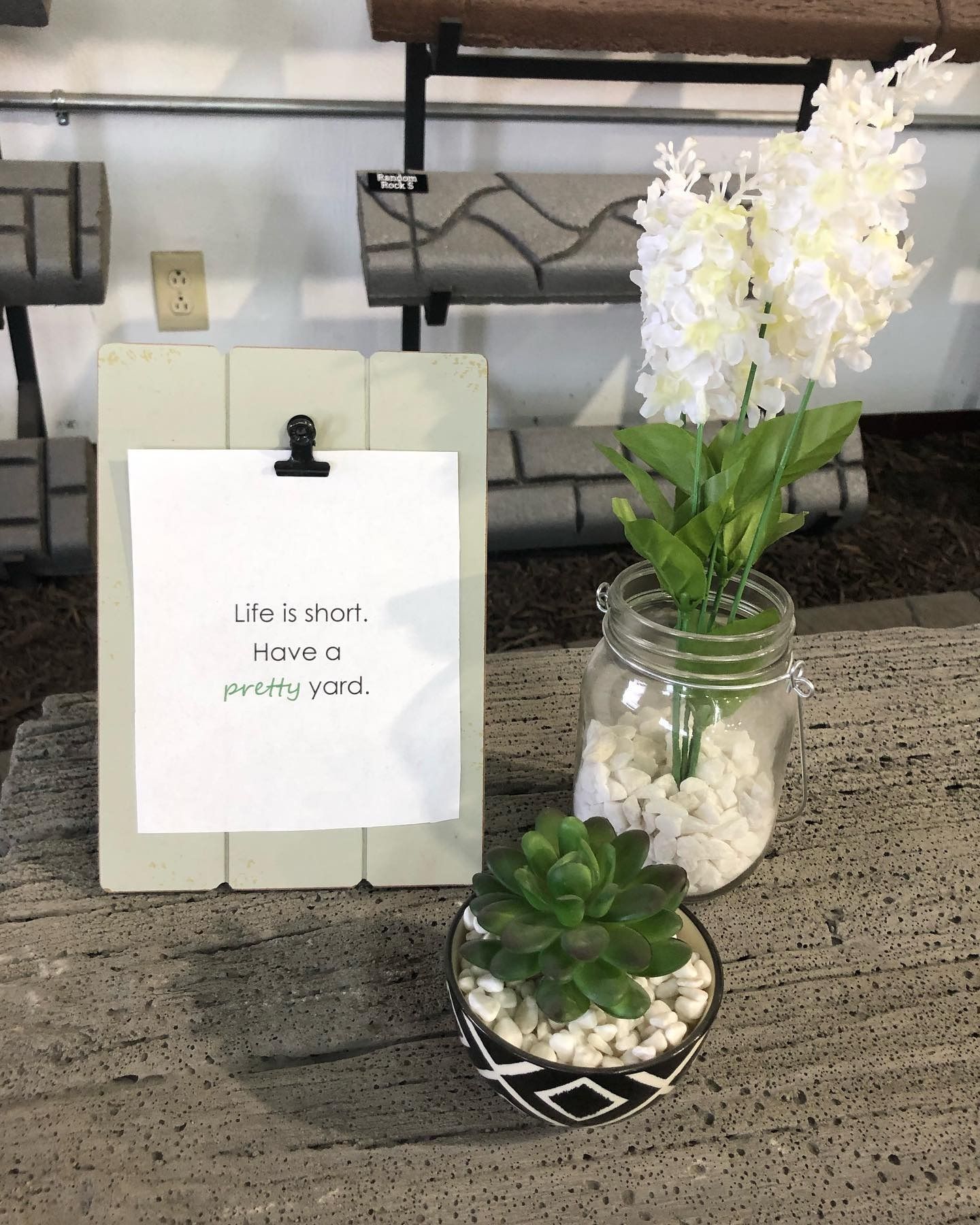 A display with a sign reading 