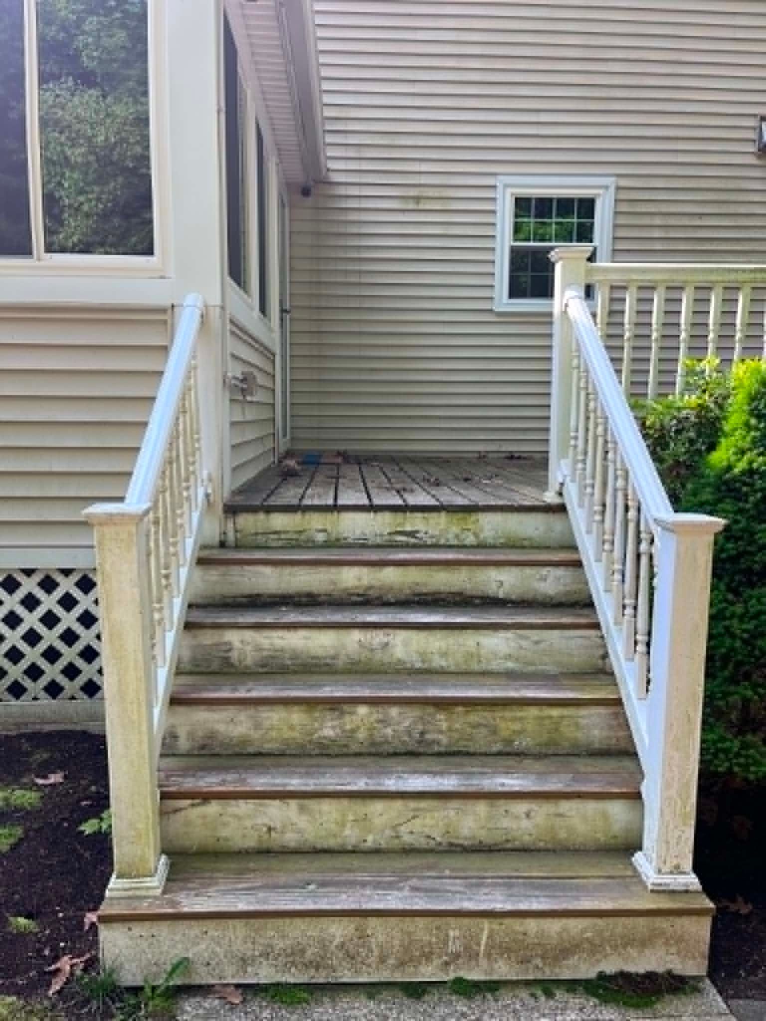 outdoor steps pressure washing - before