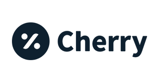 Cherry logo: Dark blue circle with percent sign, followed by Cherry in dark blue text.