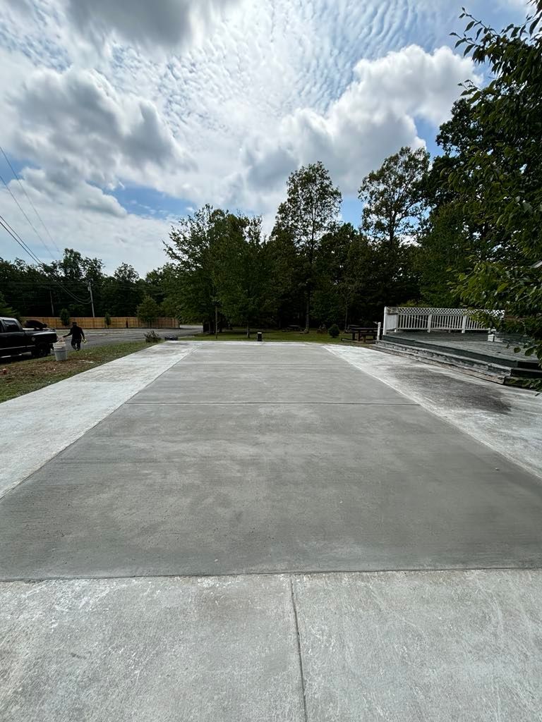 A concrete driveway