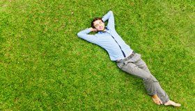 Man lying on the lawn