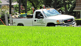 Clean lawn and service truck