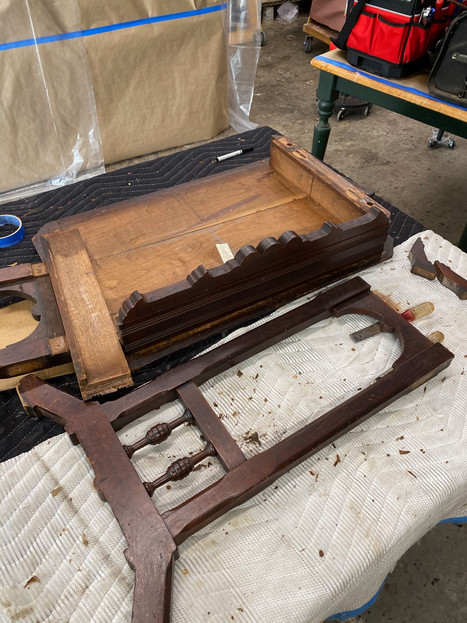 A piece of wood is sitting on top of a table.