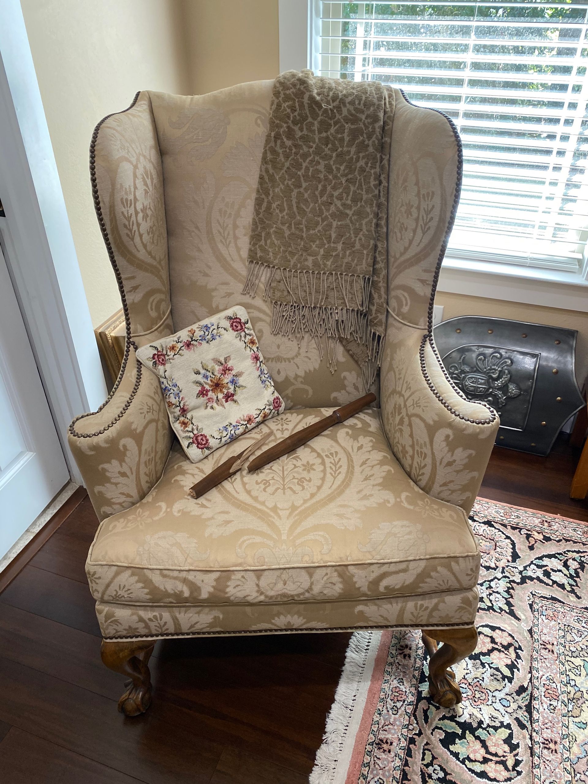 A chair with a pillow