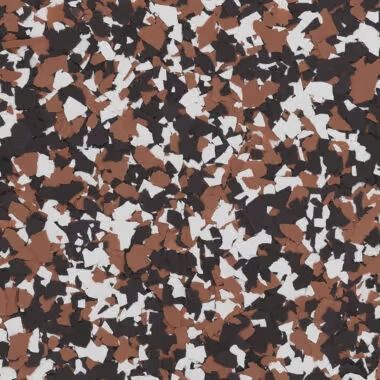 Speckled flooring pattern with white, brown, and black chips.