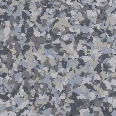 Gray and blue speckled floor coating pattern.