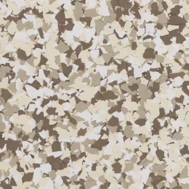 Multi-colored, flecked flooring pattern in shades of brown, beige, and white.