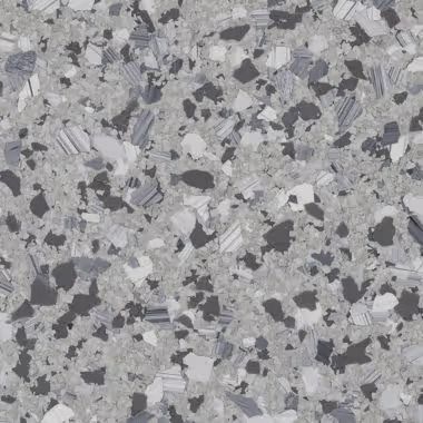 Gray terrazzo surface with various shades of gray, white, and black flecks.
