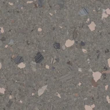 Gray terrazzo surface with various stone flecks.