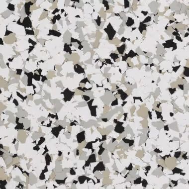 Speckled flooring pattern with white, gray, black and beige chips.
