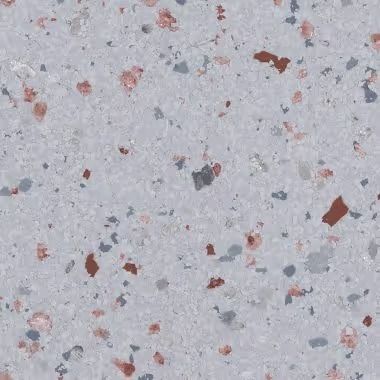 Light gray speckled surface with red and gray aggregate.