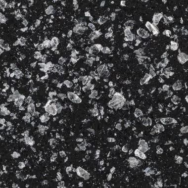 Black granite with scattered, reflective, light-colored mineral crystals.
