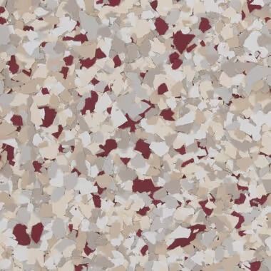 Seamless speckled flooring, beige, gray, and burgundy chips.