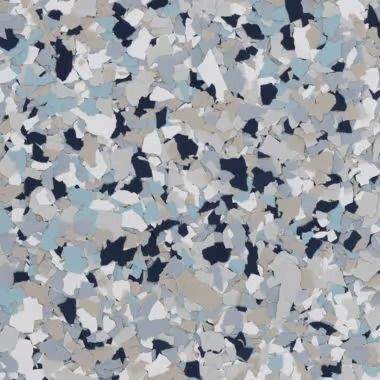 Granite-like floor surface with flecks of blue, gray, and white.