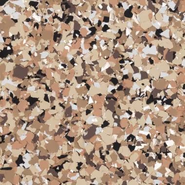 Tan and brown speckled floor coating.