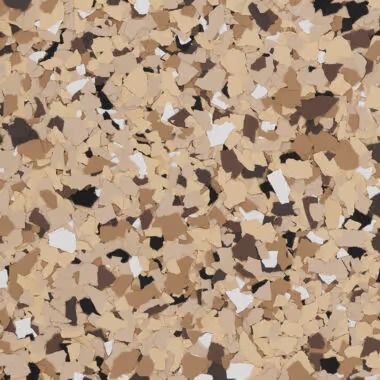 Tan, brown, and black speckled floor.