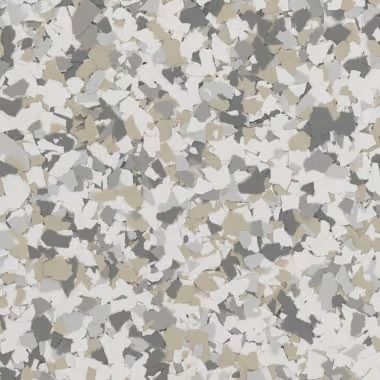 Speckled floor covering with neutral colors: white, gray, and beige.