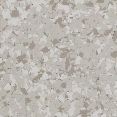 Light grey epoxy floor with scattered flecks of darker grey and white.