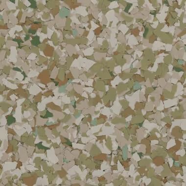 Speckled flooring pattern with tan, brown, green, and white chips.