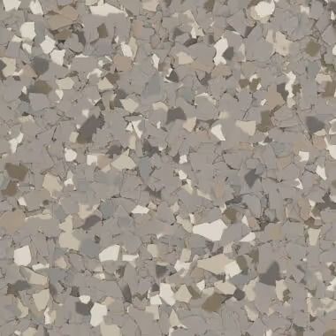 Gray and beige speckled floor coating.