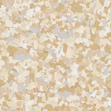 Tan, beige, and gray speckled floor coating.