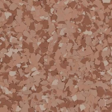 Brown and tan epoxy floor with decorative chips.