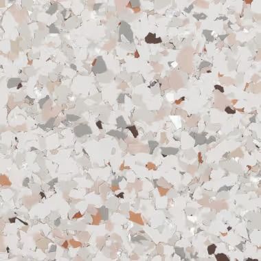 Terrazzo pattern with white, gray, and brown chips.
