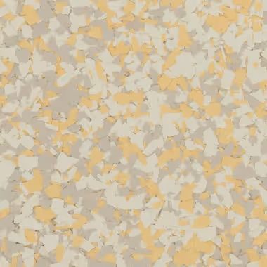 Terrazzo-style flooring with flecks of beige, tan, and yellow.