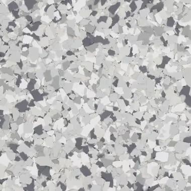Gray, white, and dark gray speckled flooring pattern.