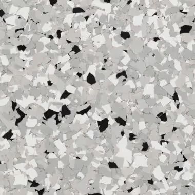 Gray, white, and black speckled floor.