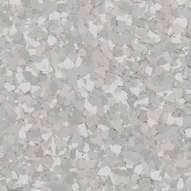 Light gray and white speckled epoxy floor coating.