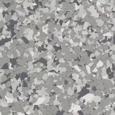 Gray and white speckled flooring, with variations in shade.