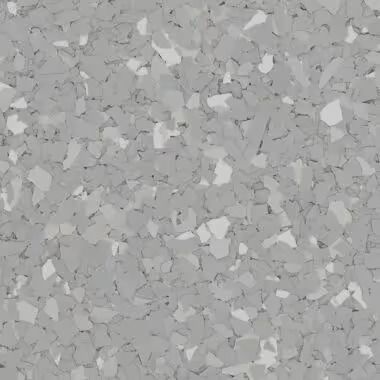 Gray epoxy floor with speckled chips.