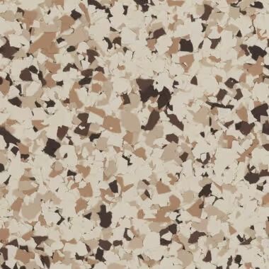 Terrazzo-style flooring pattern with beige, brown, and tan chips.