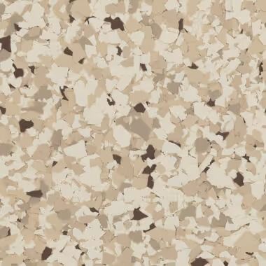 Speckled flooring pattern with beige, brown, and dark gray chips.