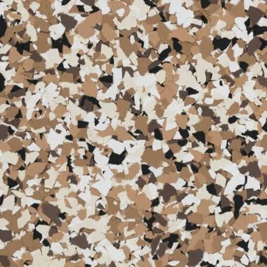 Floor with a speckled pattern in shades of brown, beige, and black.
