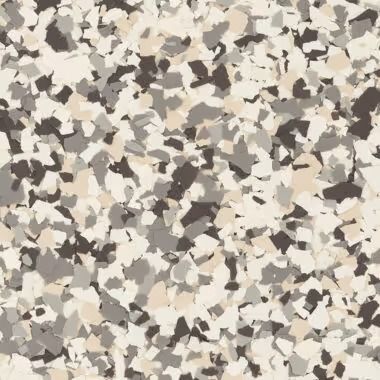 Speckled flooring pattern; various shades of gray, beige, and white.