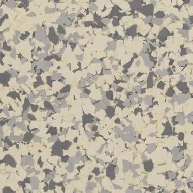 Gray, beige, and light gray speckled epoxy flooring.