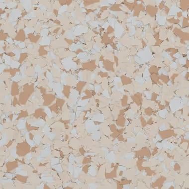 Tan, white, and orange speckled flooring pattern.