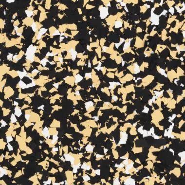 Speckled flooring pattern with black, white, and tan chips.