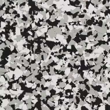 Speckled flooring pattern with white, gray, and black chips.