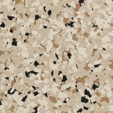 Tan, brown, black, and cream flecked flooring.