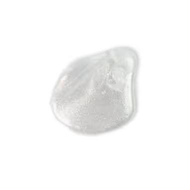 Clear, shimmering gel smear on a white background.