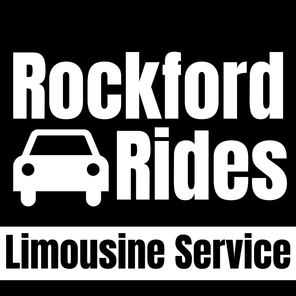 An updated black and white logo for Rockford Rides limousine service in Rockford, Illinois