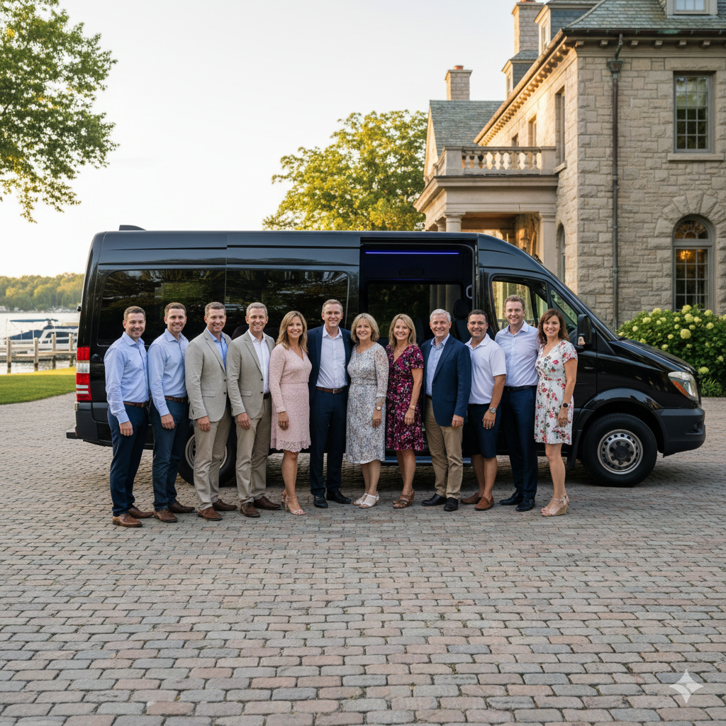 Rockford Limo Company wedding shuttle for rehearsal dinner guest transportation in Lake Geneva WI