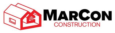 MARCON Construction logo with red house icon and black-red company name