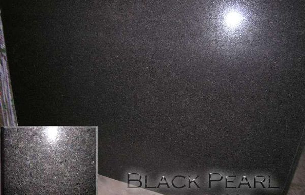A picture of a black pearl granite counter top
