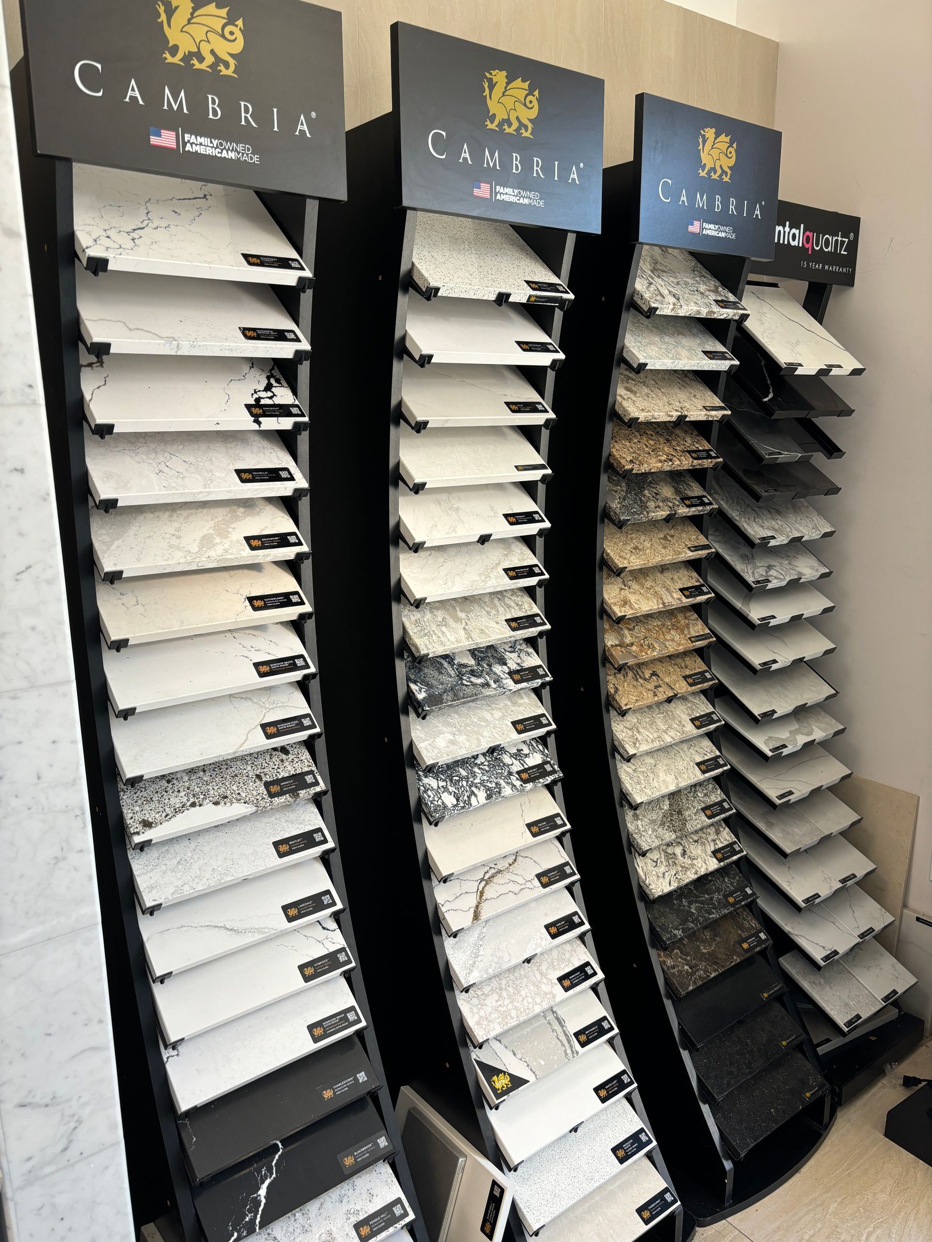 A display of different types of tiles in a store.